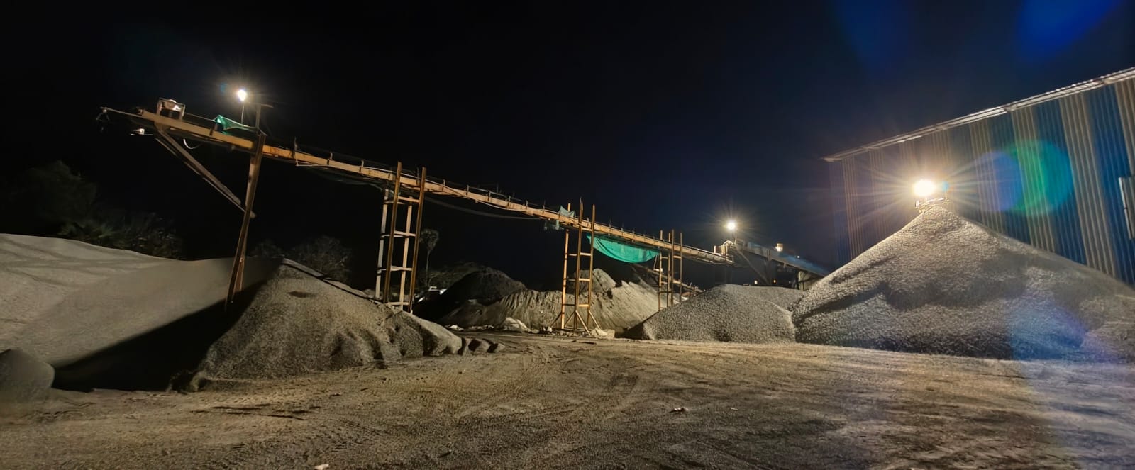 M-sand, P-sand and aggregates stocked for building material supply in Chennai