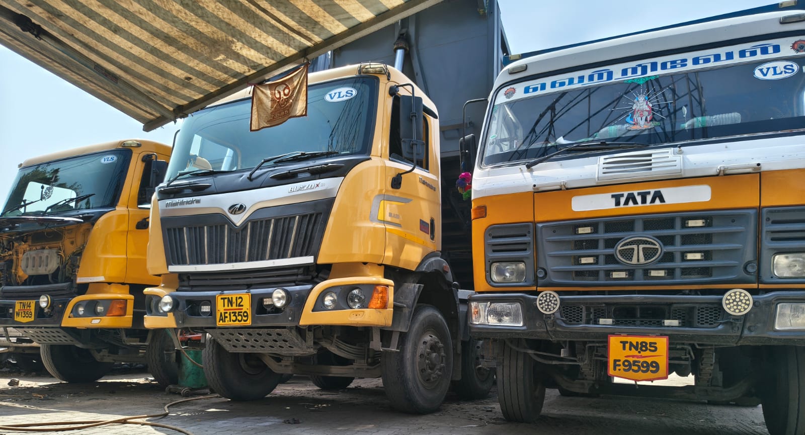 Our fleet of trucks used to deliver M-sand, P-sand and aggregates across Chennai