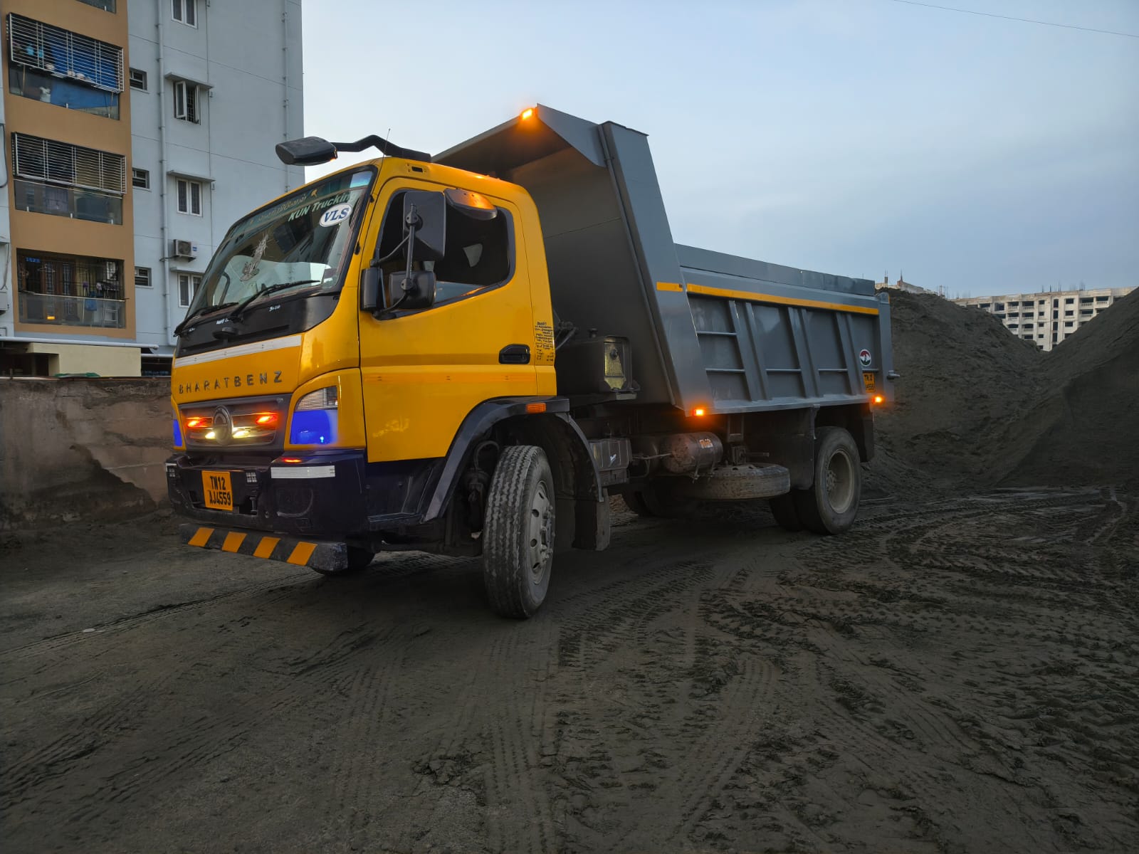 M-sand, P-sand and aggregates stocked for building material supply in Chennai